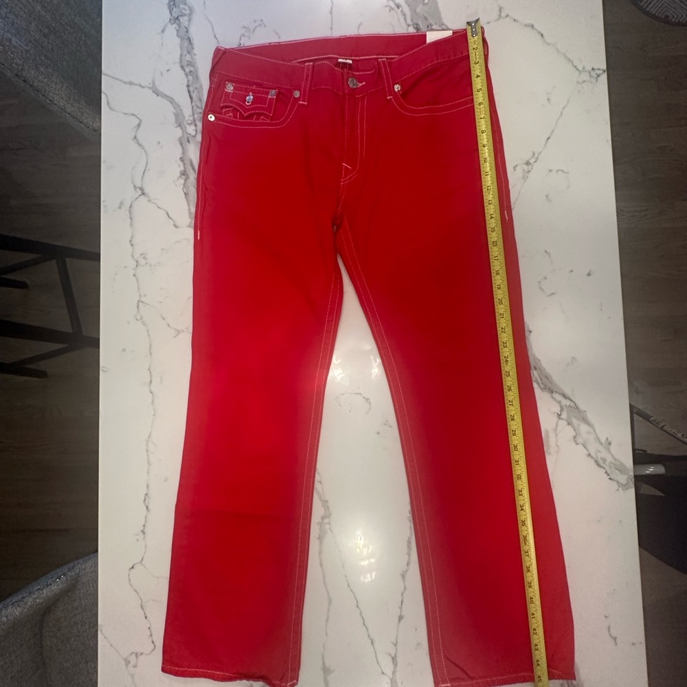 True Religion Vibrant Red men's Straight Leg Jeans